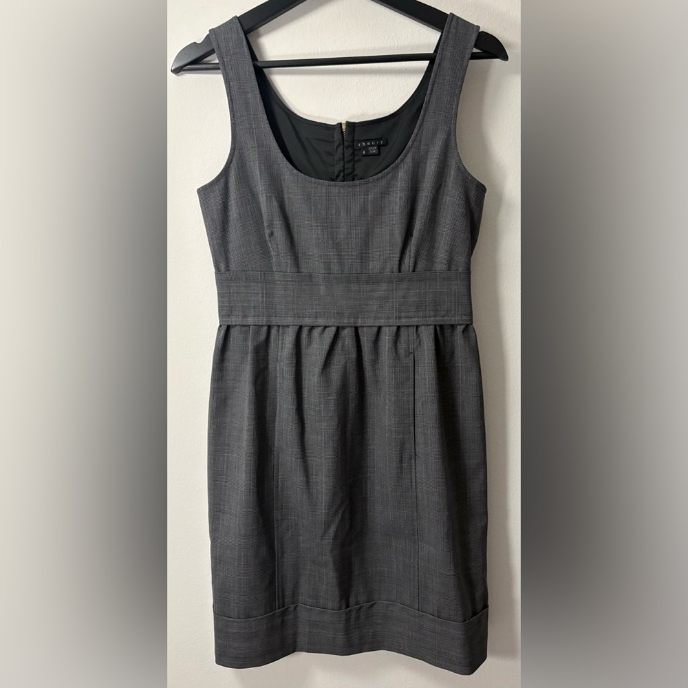 NWOT Theory Candice Buckingham Grey Plaid Wool Dress Size 4 Sku#198